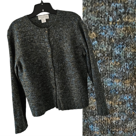 Petite Sophisticate Sweaters - Petite Sophisticate Space Dye Bouclè Wool Acrylic Round Neck Cardigan | EUC | MP